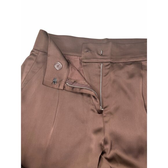 Veiled Colletion Ghalia Dark Brown Satin High Rise Trousers L - Picture 6 of 13
